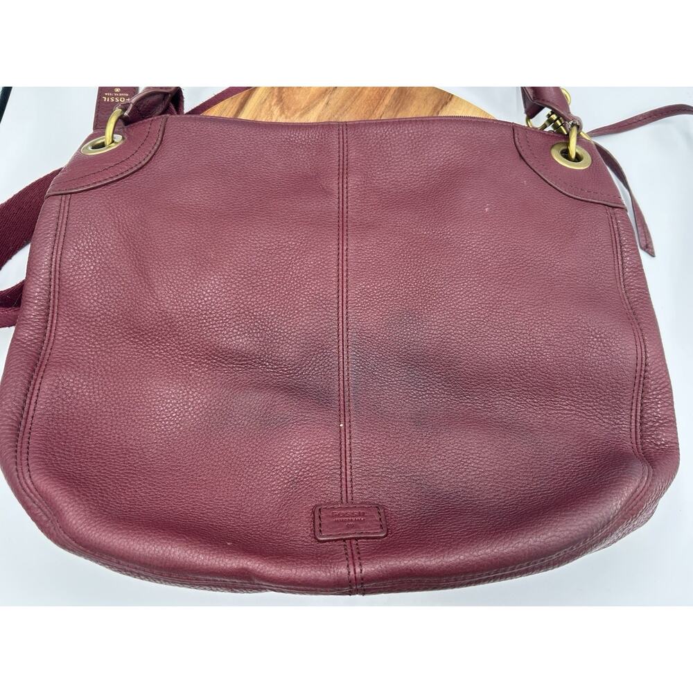 Fossil Handbag Purse Purple Pebble Leather Crossbody Or Shoulder Zip Boho Chic - Picture 2 of 16